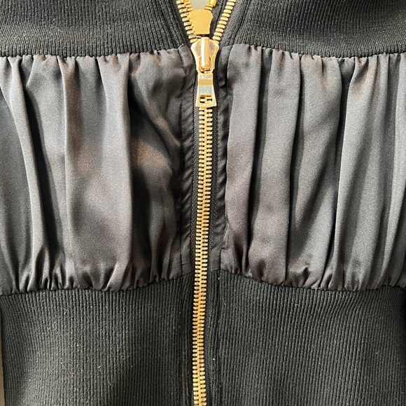 Are You Am I Minami Bomber Jacket Small Medium Chain Cropped Streetwear Black - Picture 6 of 11